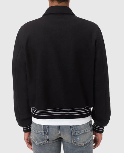 Amiri Bones Letterman Wool Black Jacket