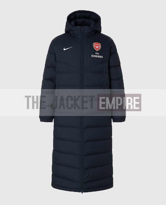 Arsene Wenger Long Puffer Black Coat