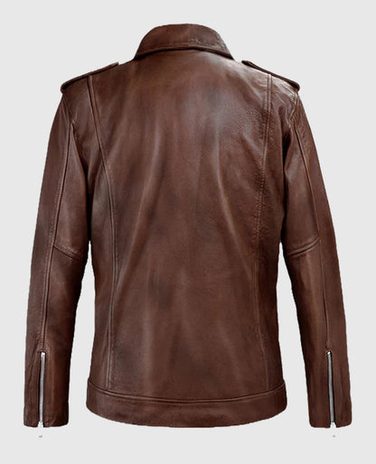 Beast Spanish Brown Biker Leather Jacket for Men