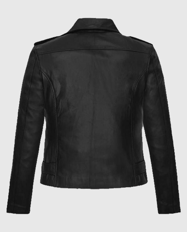 Bella Thorne Black Leather Biker Jacket