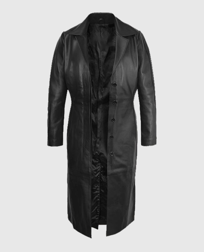 Black Selena Gomez Leather Black Long Coat