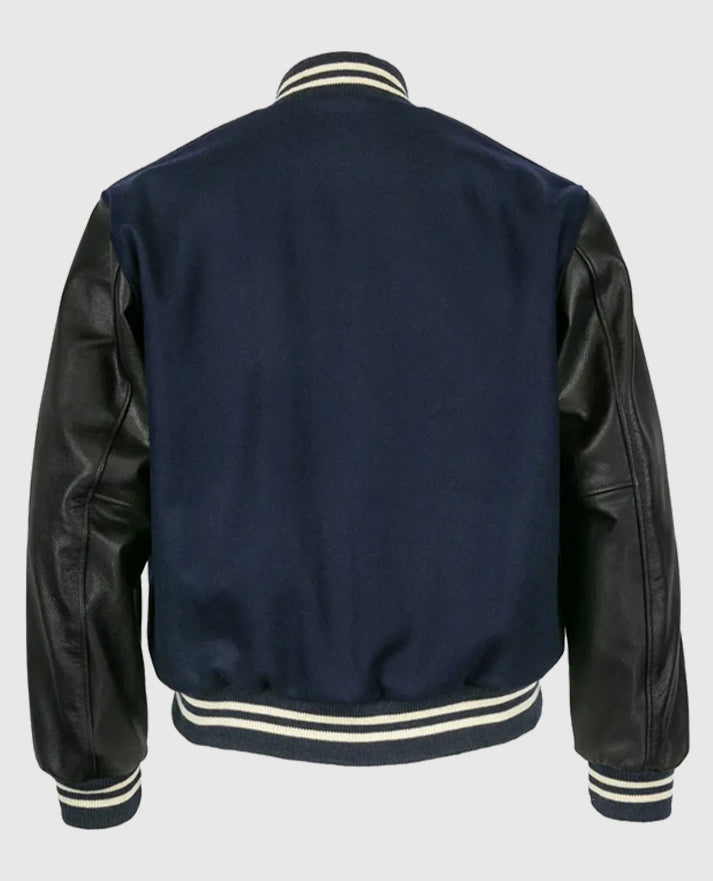 Black and Blue Detroit Tigers 1955 Letterman Wool Jacket