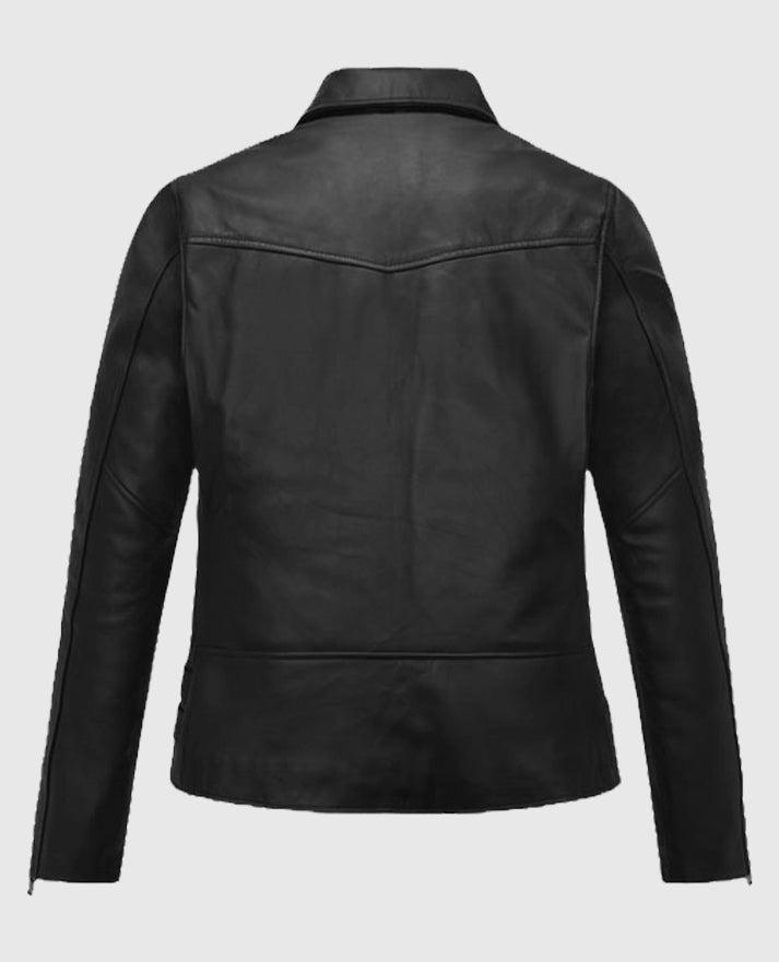 Bruna Marquezine Blue Beetle Leather Black Jacket