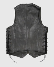  Casual Black Laced Leather Vest for Men