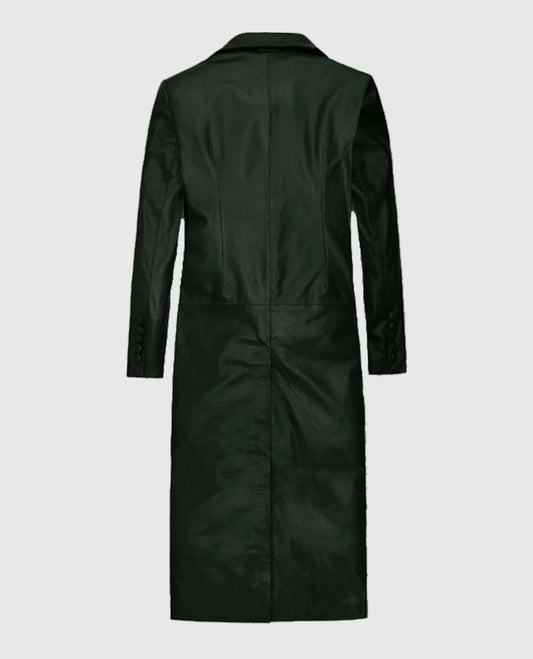 Chelsea Black Leather Long Coat