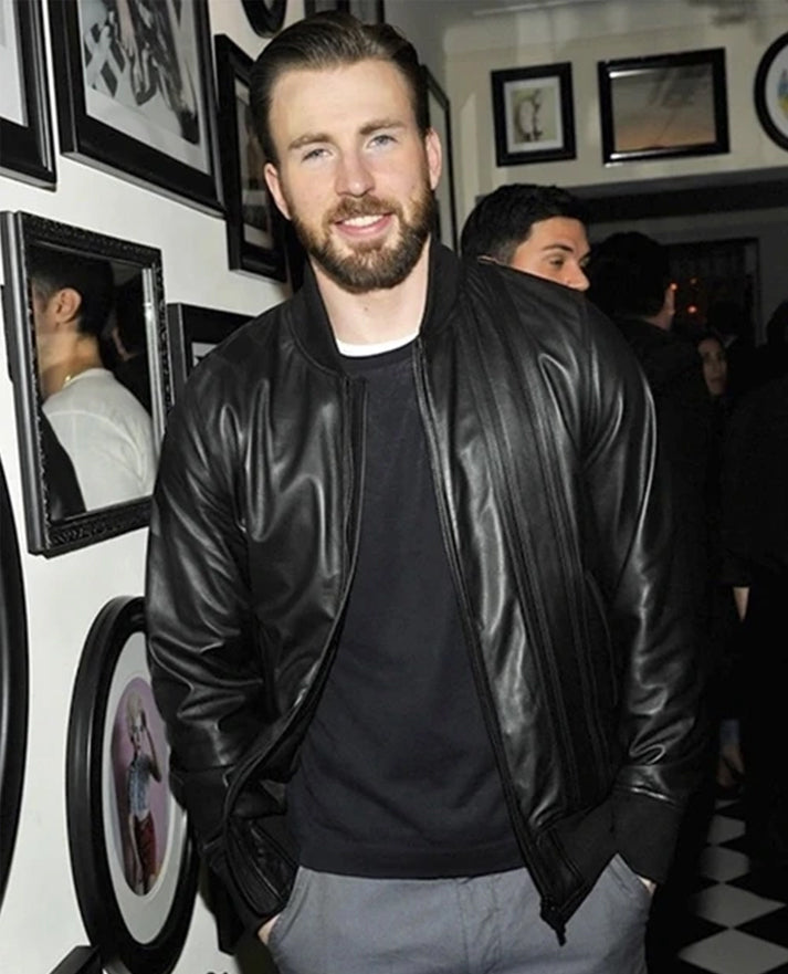 Chris Evans Black Leather Jacket