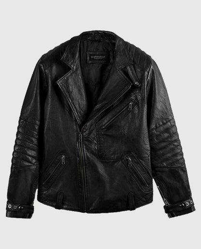 David Beckham Black Leather Biker Jacket