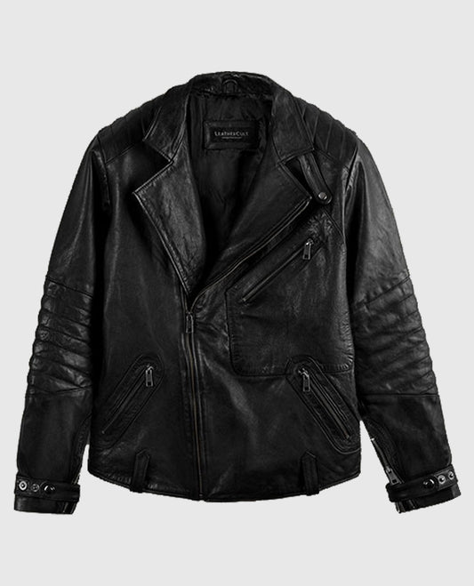 David Beckham Black Leather Biker Jacket