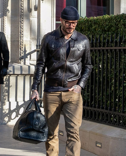 David Beckham Brown Leather Jacket