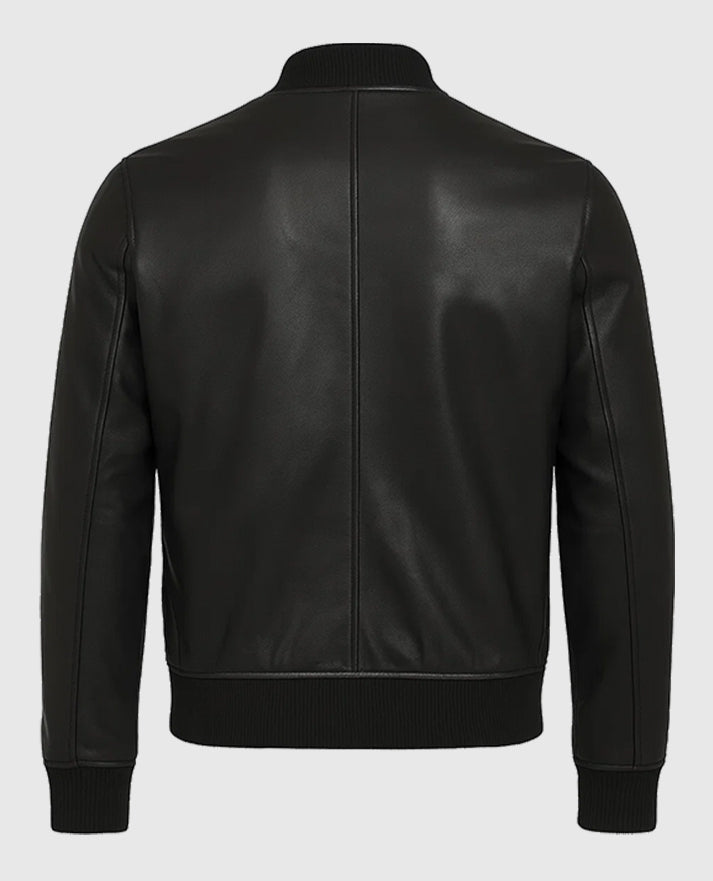 David Beckham Mercer Hotel NYC Leather Black Bomber Jacket