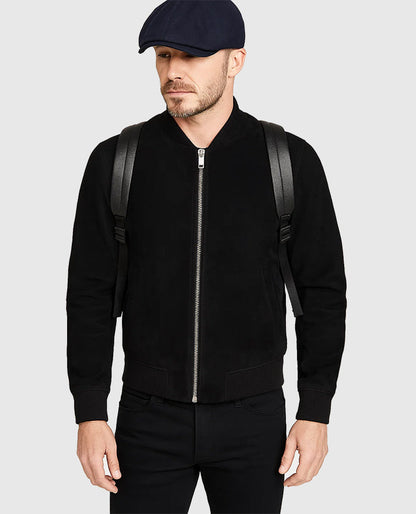 David Beckham Black Suede Leather Jacket