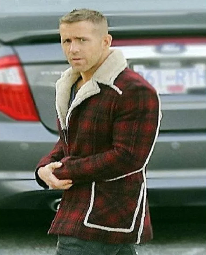 Deadpool Ryan Reynolds Wade Wilson Red Shearling Jacket