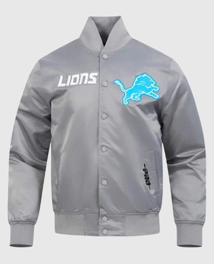 Detroit Lions Souvenir Satin Gray Jacket