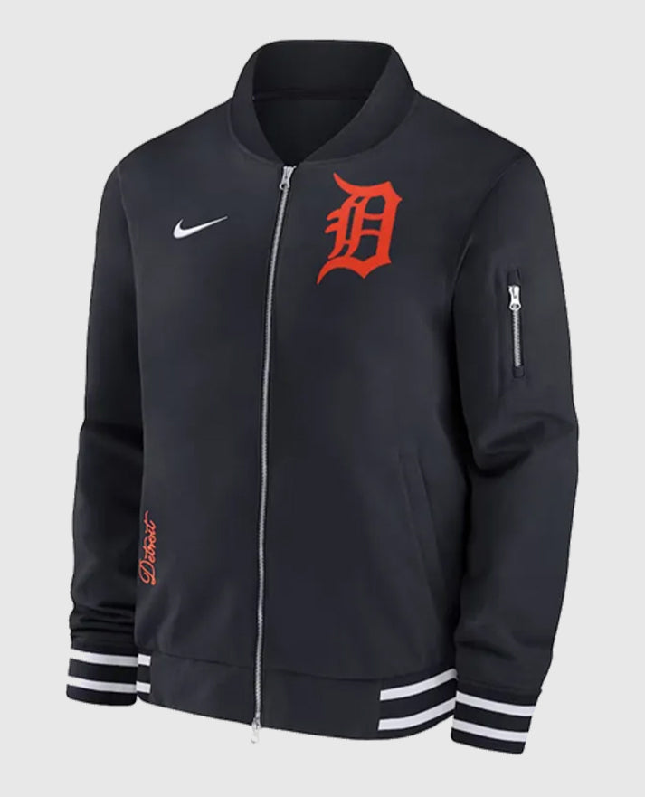 Detroit Tigers Black Bomber Full-Zip Jacket