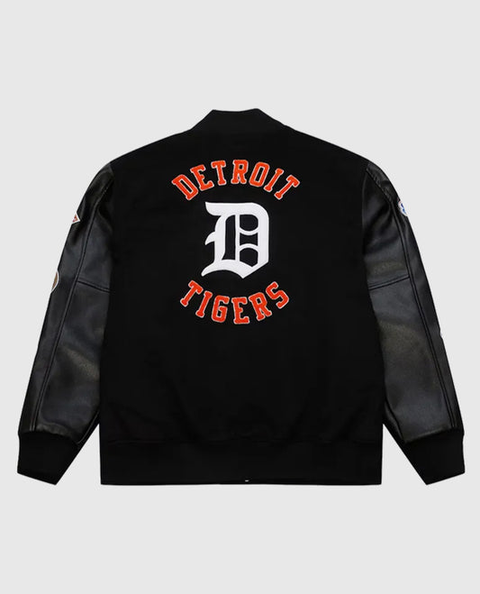 Detroit Tigers Black Out Vintage Logo Varsity Black Jacket