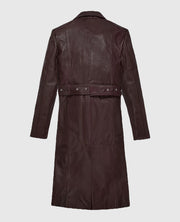 Eiza Gonzalez Leather Maroon Trench Coat