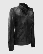 Elsa Pataky Black Biker Leather Jacket