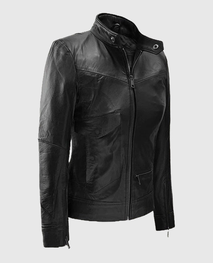 Elsa Pataky Black Biker Leather Jacket