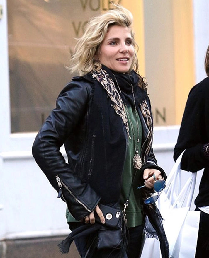 Elsa Pataky Black Moto Leather Jacket