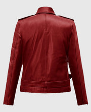 Emilia Clarke Last Christmas Red Belted Leather Jacket
