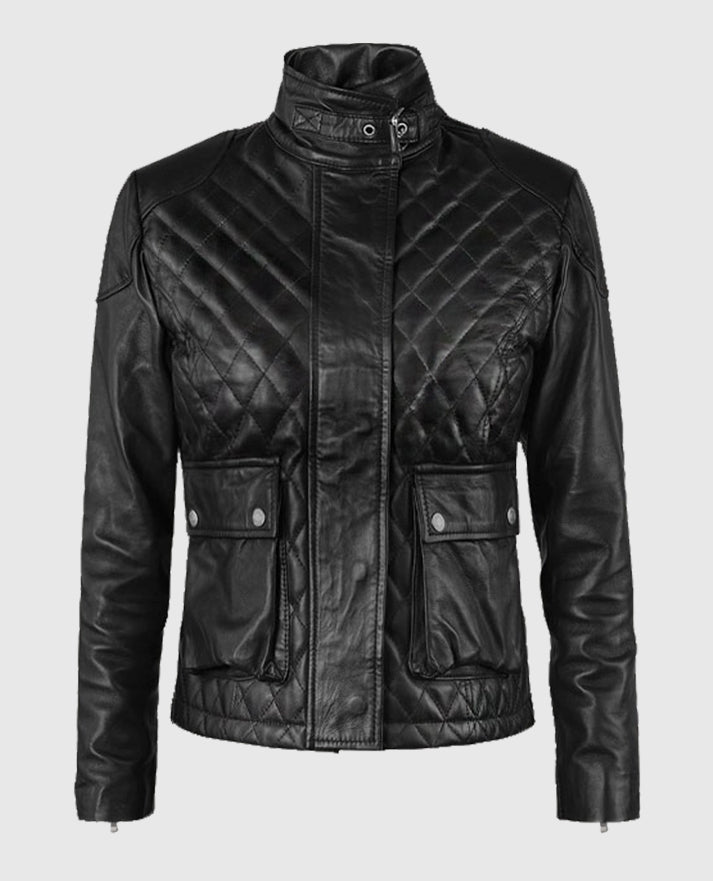 Emily Blunt Black Leather Jacket