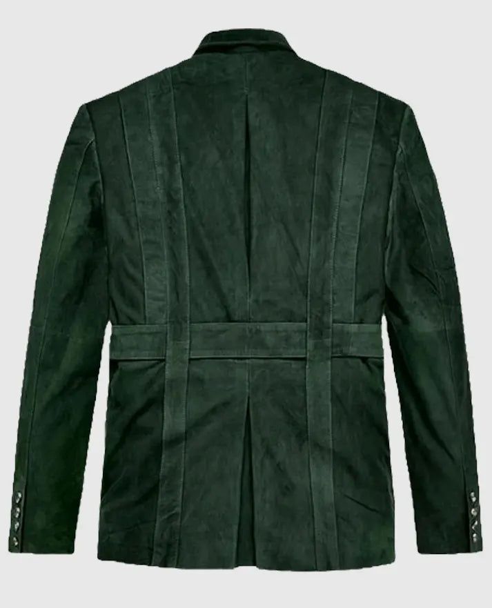 Forest Safari Suede Green Leather Blazer