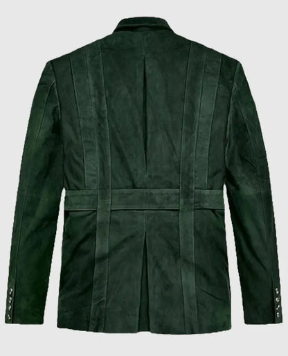 Forest Safari Suede Green Leather Blazer