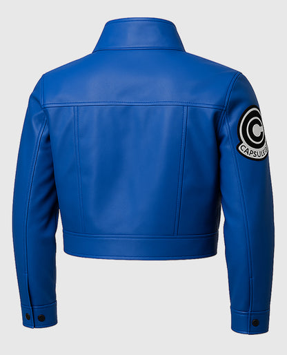 Future Trunks Capsule Corp Blue Leather Jacket