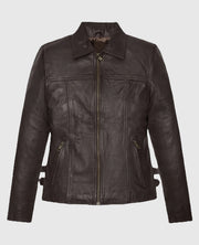 Hailey Baldwin Bieber Brown Zipper Leather Jacket