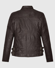 Hailey Baldwin Bieber Zipper Brown Leather Jacket