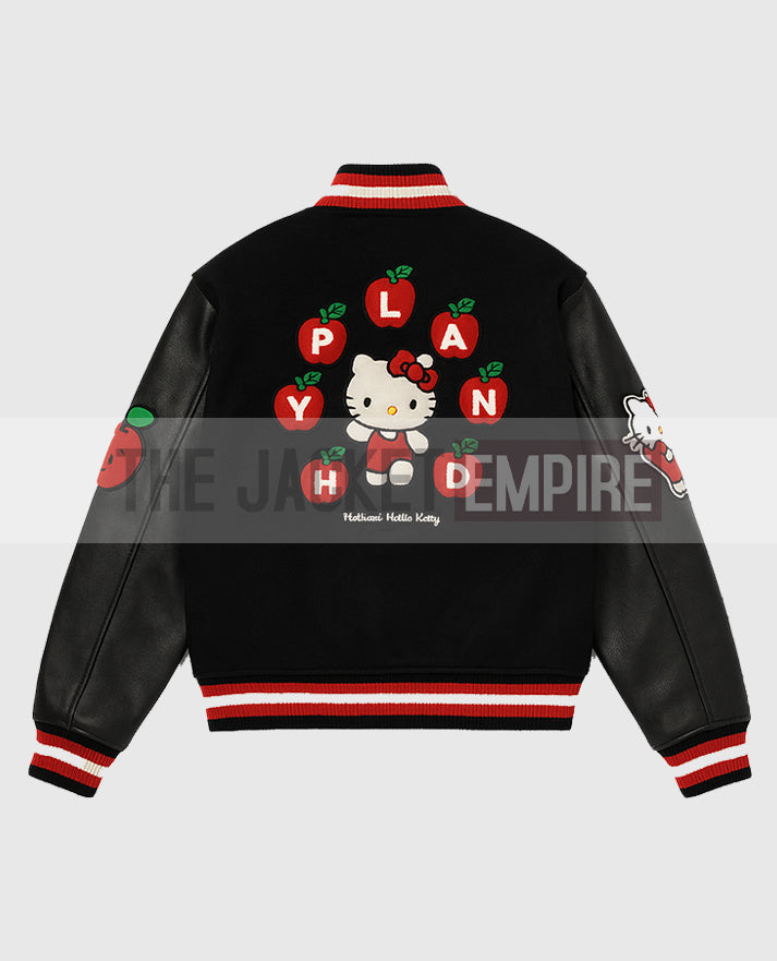 `Hello Kitty Varsity Black Varsity Jacket