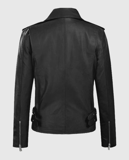 Hilary Duff Black Zipper Leather Jacket