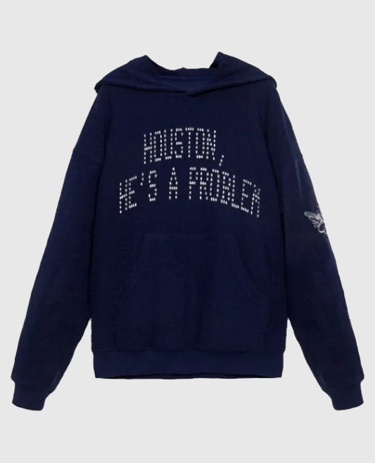 Houston, He's a Problem Racer Blue Hoodie
