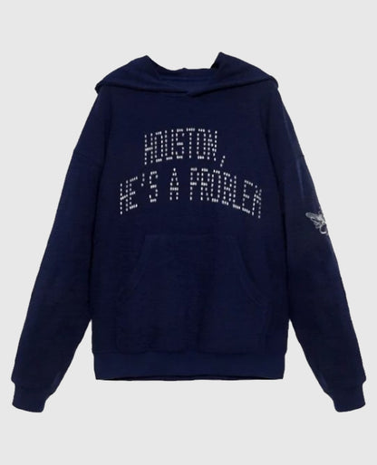 Houston, He's a Problem Racer Blue Hoodie