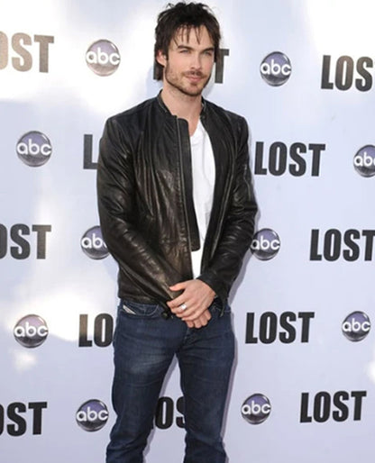 Ian Somerhalder Black Leather Jacket