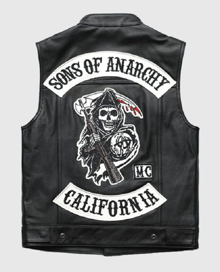 Jax Teller Sons of Anarchy Leather Black  Vest