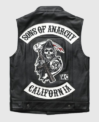 Jax Teller Sons of Anarchy Leather Black  Vest