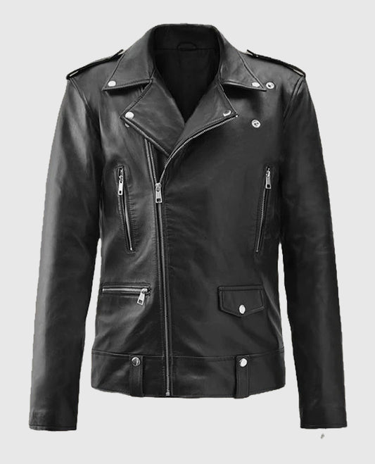 Jeff Goldblum Black Leather Biker Jacket