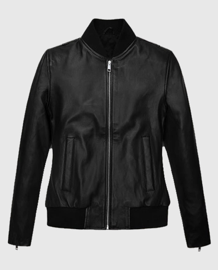 Jennifer Aniston Black Biker Leather Bomber Jacket