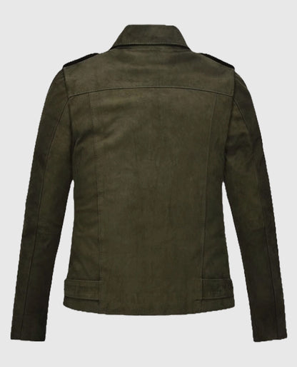 Jennifer Aniston Murder Mystery 2 Green Suede Leather Jacket