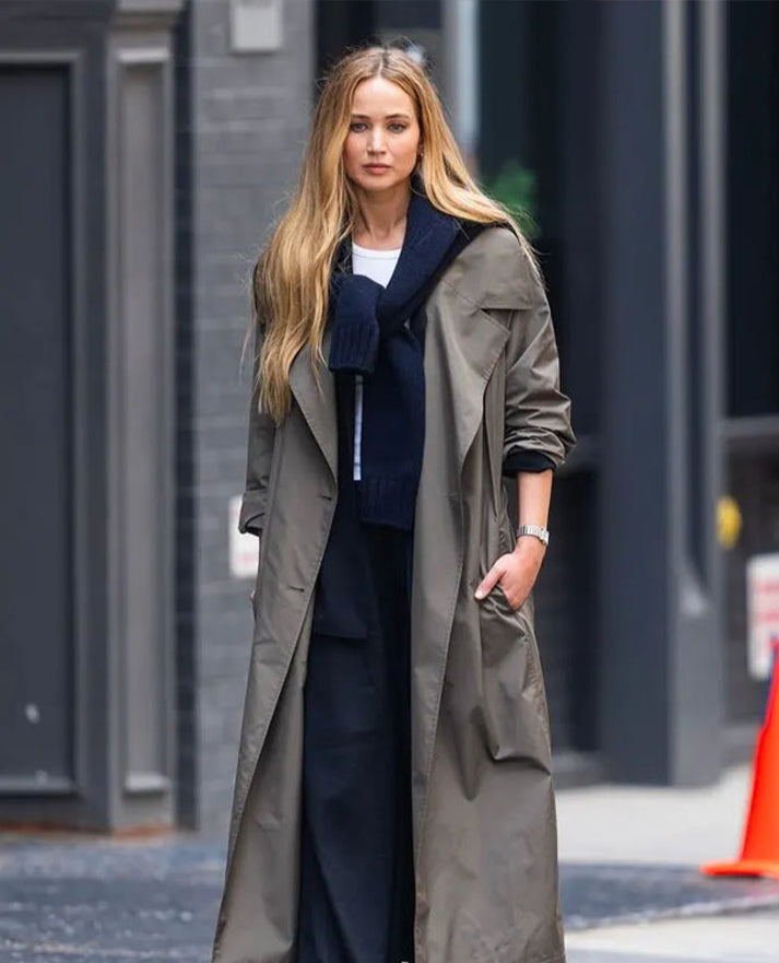 Jennifer Lawrence Gray Trench Coat