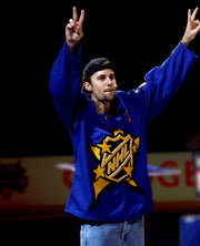 Justin Bieber wearing NHL All-Star Jersey