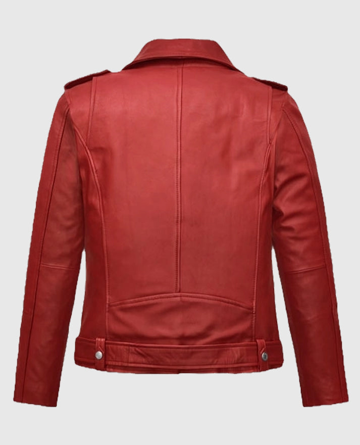 Kathryn Newton Freaky Biker Red Leather Jacket