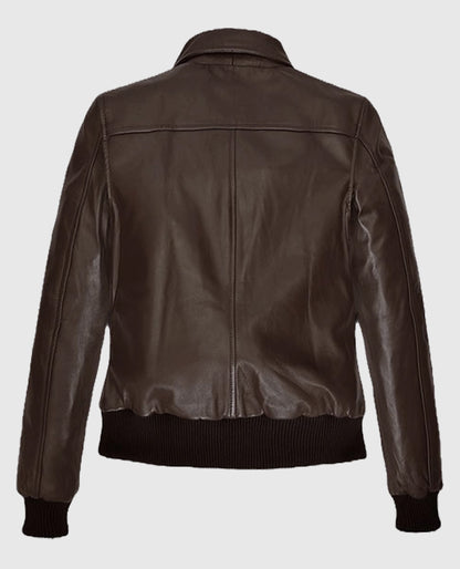 Kendall Jenner Brown Leather Bomber Jacket