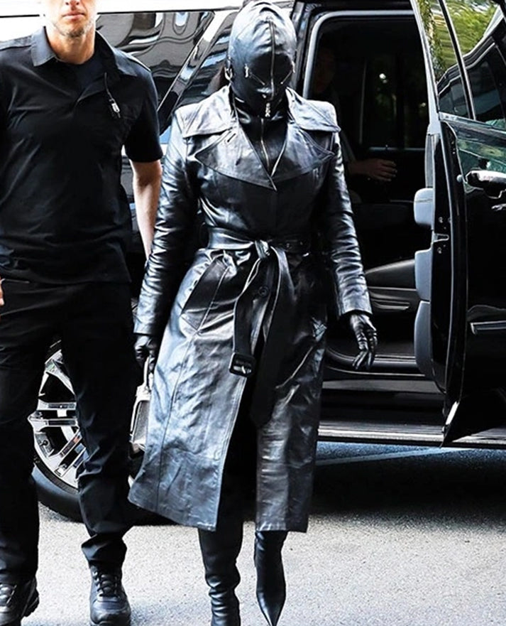 Kim Kardashian Leather Long Coat