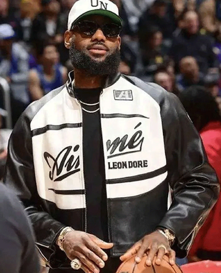 Lebron James Leather Black and White Jacket