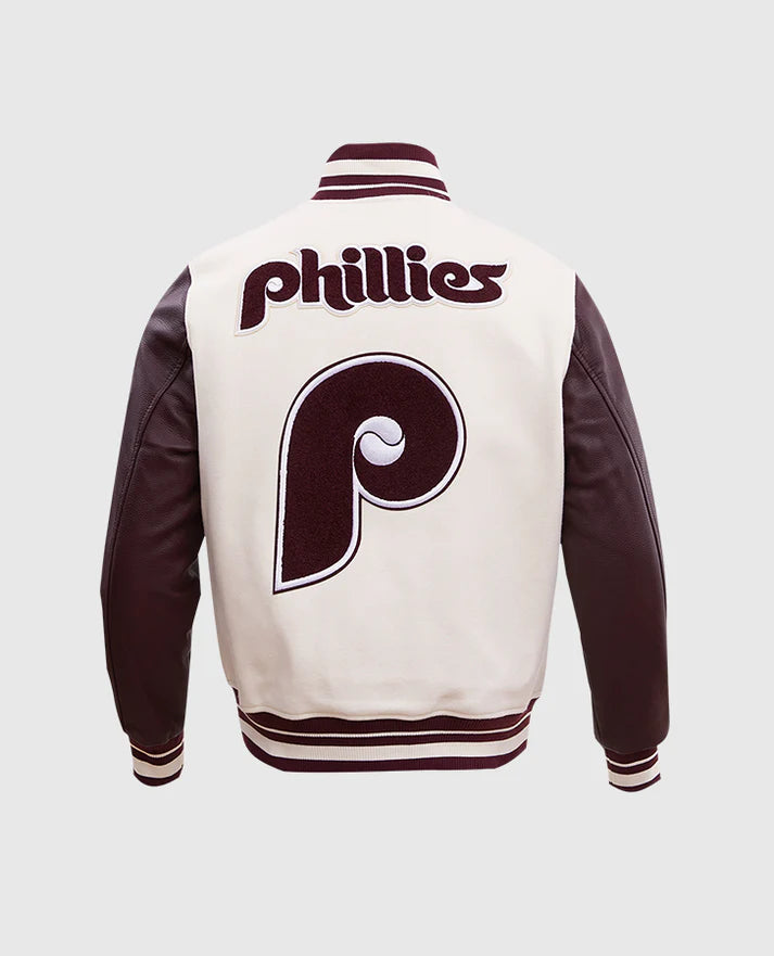`MLB Philadelphia Phillies Men's Rib Wool Varsity Jacket