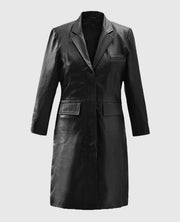 Margot Robbie Wolf Of Wall Street Leather Black Long Coat