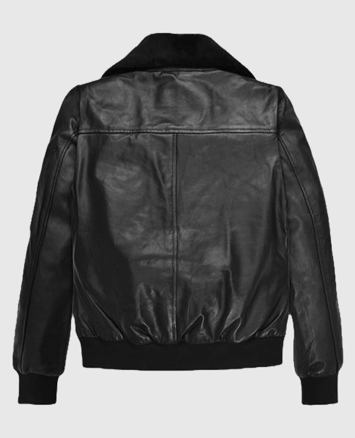 Marilyn Monroe Black Bomber Leather Jacket