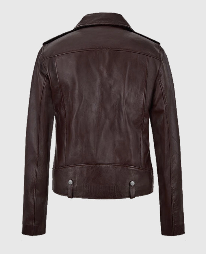 Burgundy Meghan Markle Leather Jacket - second image